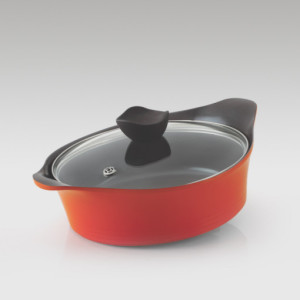 Die Cast Premium Ceramic Coating Casserole Short with Glass Lid