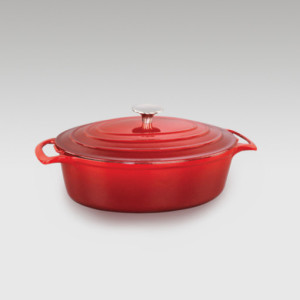 Enamelled Cast Iron Oval Casserole with Lid